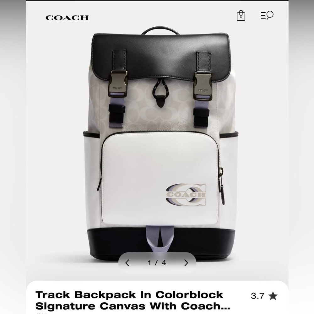 Coach Men's Black and Gray Colorblock Backpack